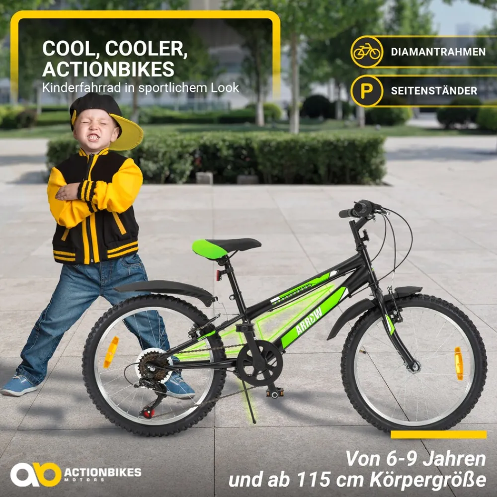 Actionbikes Motors Actionbikes Kinderfahrrad Arrow 20 Zoll, Gangschaltung, V-Brake-Bremsen, verstellbar, Diamantrahmen Online