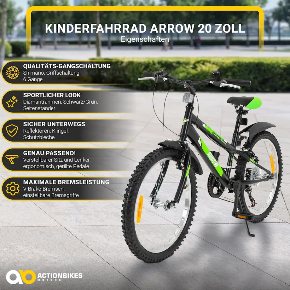 Actionbikes Motors Actionbikes Kinderfahrrad Arrow 20 Zoll, Gangschaltung, V-Brake-Bremsen, verstellbar, Diamantrahmen Online