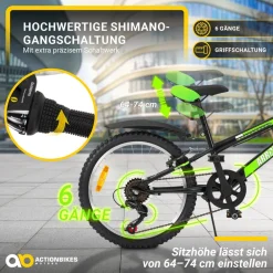 Actionbikes Motors Actionbikes Kinderfahrrad Arrow 20 Zoll, Gangschaltung, V-Brake-Bremsen, verstellbar, Diamantrahmen Online