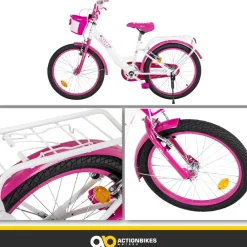 Actionbikes Motors Actionbikes Kinderfahrrad Daisy 20 Zoll, pink, V-Brake-Bremsen, Antirutschgriffe, Kettenschutz, Korb (East) Hot