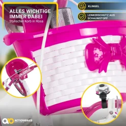 Actionbikes Motors Actionbikes Kinderfahrrad Daisy 20 Zoll, pink, V-Brake-Bremsen, Antirutschgriffe, Kettenschutz, Korb (East) Hot