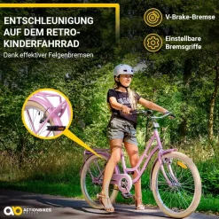 Actionbikes Motors Actionbikes Kinderfahrrad Retrostar 24 Zoll, , Fahrradständer, Gepäckträger, Sattel gefedert Rosa Discount