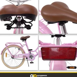 Actionbikes Motors Actionbikes Kinderfahrrad Retrostar 24 Zoll, , Fahrradständer, Gepäckträger, Sattel gefedert Rosa Discount