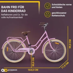 Actionbikes Motors Actionbikes Kinderfahrrad Retrostar 24 Zoll, , Fahrradständer, Gepäckträger, Sattel gefedert Rosa Discount