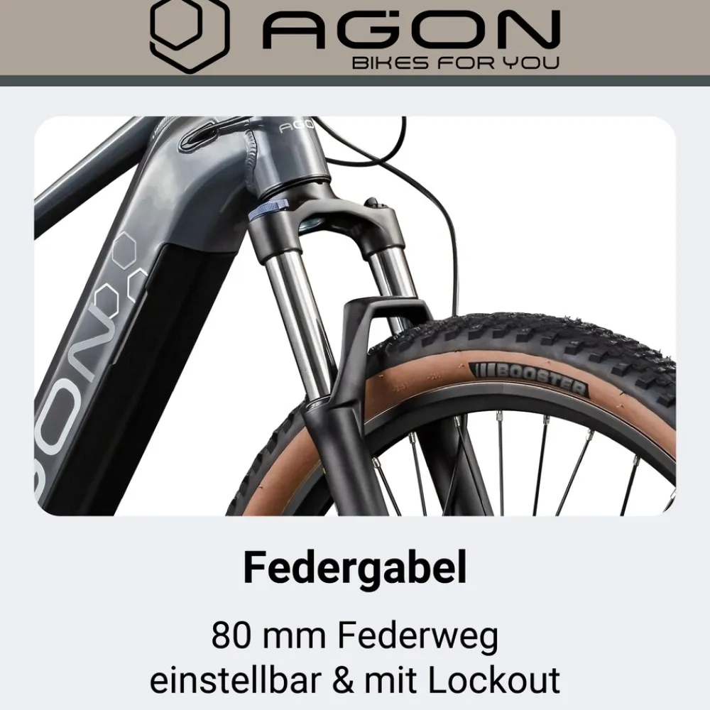 Agon Alpha E Bike Mountainbike Herren 160 - 185 cm Pedelec 27,5 Zoll Hardtail MTB Trail mit Ananda Motor 10 Gang 540 Wh arctic fire black Online
