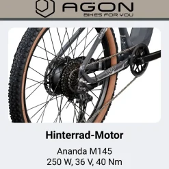 Agon Alpha E Bike Mountainbike Herren 160 - 185 cm Pedelec 27,5 Zoll Hardtail MTB Trail mit Ananda Motor 10 Gang 540 Wh arctic fire black Online