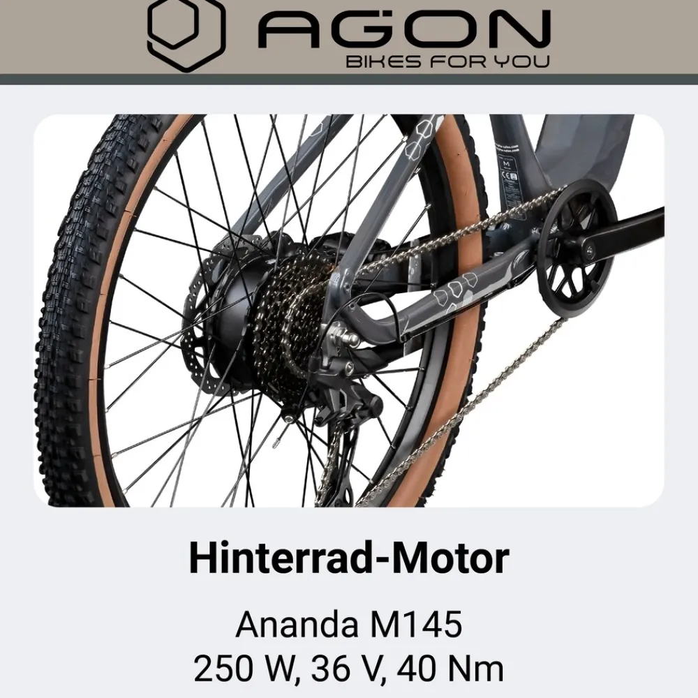 Agon Alpha E Bike Mountainbike Herren 160 - 185 cm Pedelec 27,5 Zoll Hardtail MTB Trail mit Ananda Motor 10 Gang 540 Wh arctic fire black Online