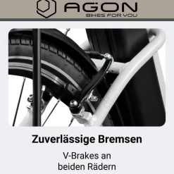 Agon Aurora 28 Zoll E-Bike 28 Zoll Citybike bis 130 km Damen Herren 150 - 175 cm Pedelec Elektrofahrrad 3 Gang und Beleuchtung StVZO telegrey