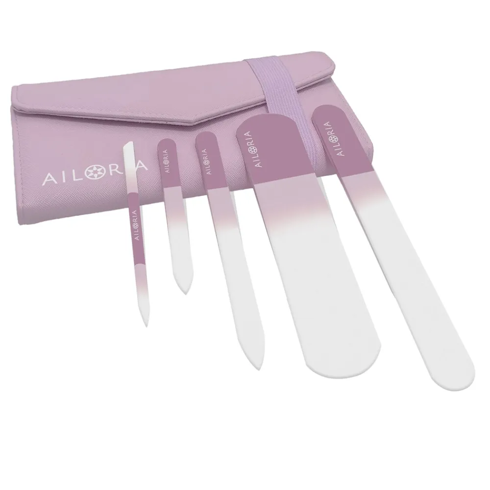 AILORIA Glas-Nagelfeilenset CONTOUR LUXE lila Best