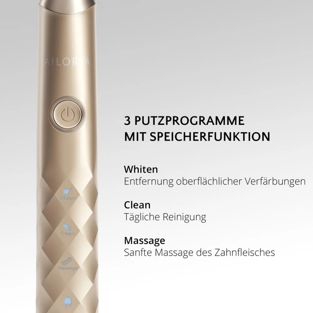 AILORIA USB-Schallzahnbürste SHINE BRIGHT gold New
