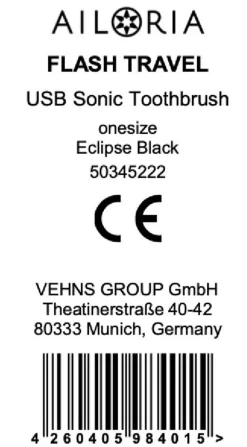 AILORIA USB-Schallzahnbürste FLASH TRAVEL schwarz Outlet