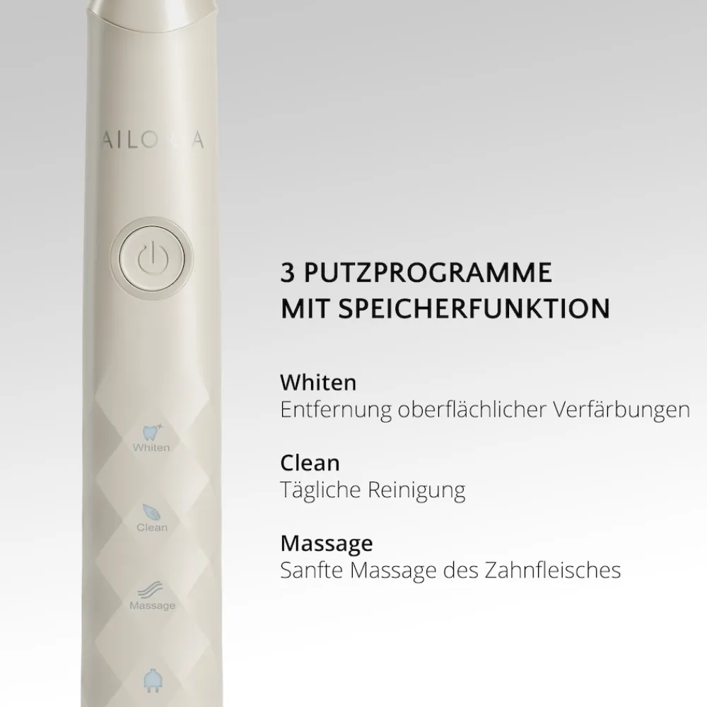 AILORIA USB-Schallzahnbürste SHINE BRIGHT weiß Hot