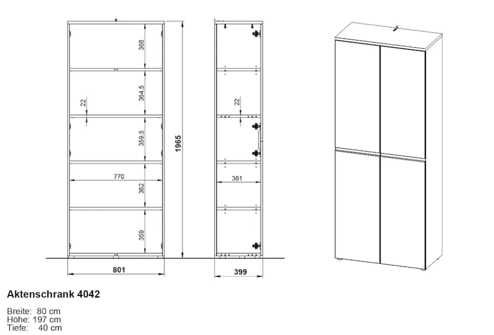 KADIMA DESIGN Aktenschrank STUTTGART, 197 cm hoch, 5 Ordnerhöhen, Soft-Close Greige Graphit Discount