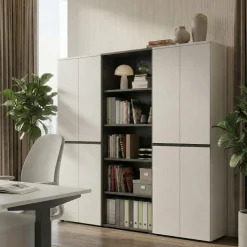 KADIMA DESIGN Aktenschrank STUTTGART, 197 cm hoch, 5 Ordnerhöhen, Soft-Close Greige Graphit Discount