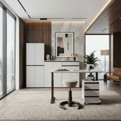 KADIMA DESIGN Aktenschrank STUTTGART, 197 cm hoch, 5 Ordnerhöhen, Soft-Close Greige Graphit Discount