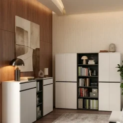 KADIMA DESIGN Aktenschrank STUTTGART, 197 cm hoch, 5 Ordnerhöhen, Soft-Close Greige Graphit Discount