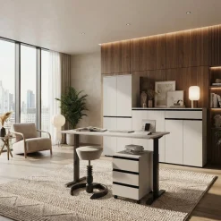 KADIMA DESIGN Aktenschrank STUTTGART, 197 cm hoch, 5 Ordnerhöhen, Soft-Close Greige Graphit Discount