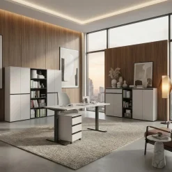 KADIMA DESIGN Aktenschrank STUTTGART, 197 cm hoch, 5 Ordnerhöhen, Soft-Close Greige Graphit Discount