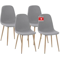 Esszimmerstuhl FANO mit Stoff Bezug, 4er Set Grau, stilvolles Vintage Design, belastbar mit 110Kg, Polsterstuhl - Moderner Küchenstuhl ^ ALBATROS Outlet