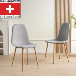 Esszimmerstuhl FANO mit Stoff Bezug, 4er Set Grau, stilvolles Vintage Design, belastbar mit 110Kg, Polsterstuhl - Moderner Küchenstuhl ^ ALBATROS Outlet