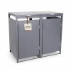 Mülltonnenbox 2er Hauswandversion, 120L bis 240L, für Zwei Tonnen, verzinktes Metall RAL7016 Anthrazit, offene Rückseite, bessere Belüftung, wetterfest, ISO9227, verstellbare Füße ^ ALBATROS Clearance