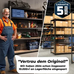 ALL Premium Schwerlastregal Schwarz – Bis 1250 kg belastbar, höhenverstellbar, Stecksystem, ideal für Lager, Garage & Keller Silber Online