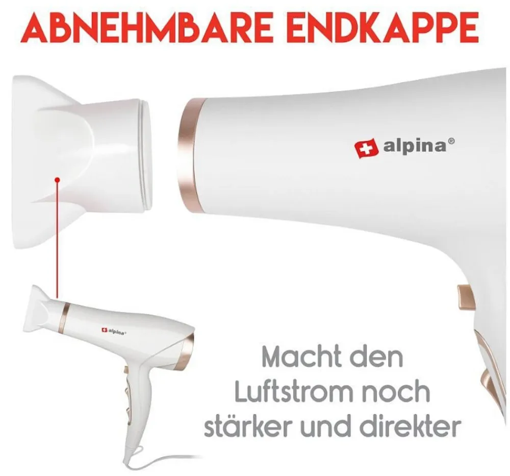 Alpina Haartrockner, 2300 Watt, Weiß/Rose-Gold Discount