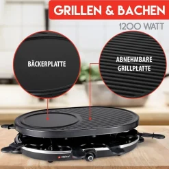 Alpina Raclettegrill, 1200 Watt, Schwarz New