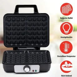 Waffeleisen, 1000 Watt, Scharz-Silber ^ Alpina Outlet