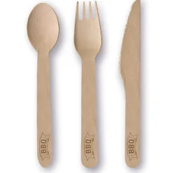 amscan - BBQ Party Set - Holz-Besteck (24 Teile) + Servietten (20 Stück) Besteck Party grillen Discount