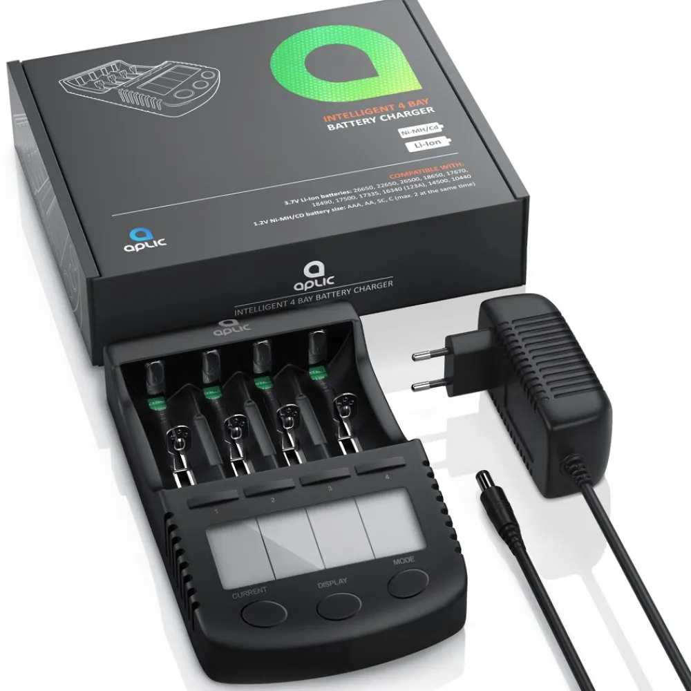 Batterie-Ladegerät 1000 mA, für Akku, mit USB-Ladeport für Li-ion / 18650 / Ni-MH / Ni-CD Akkus ^ Aplic Outlet