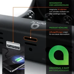 Batterie-Ladegerät 1000 mA, für Akku, mit USB-Ladeport für Li-ion / 18650 / Ni-MH / Ni-CD Akkus ^ Aplic Outlet