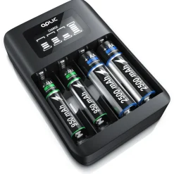 Batterie-Ladegerät 1800 mA, 4-Schacht USB Ni-MH Akku-Lader, Individuelle Ladeschachtüberwachung ^ Aplic Hot