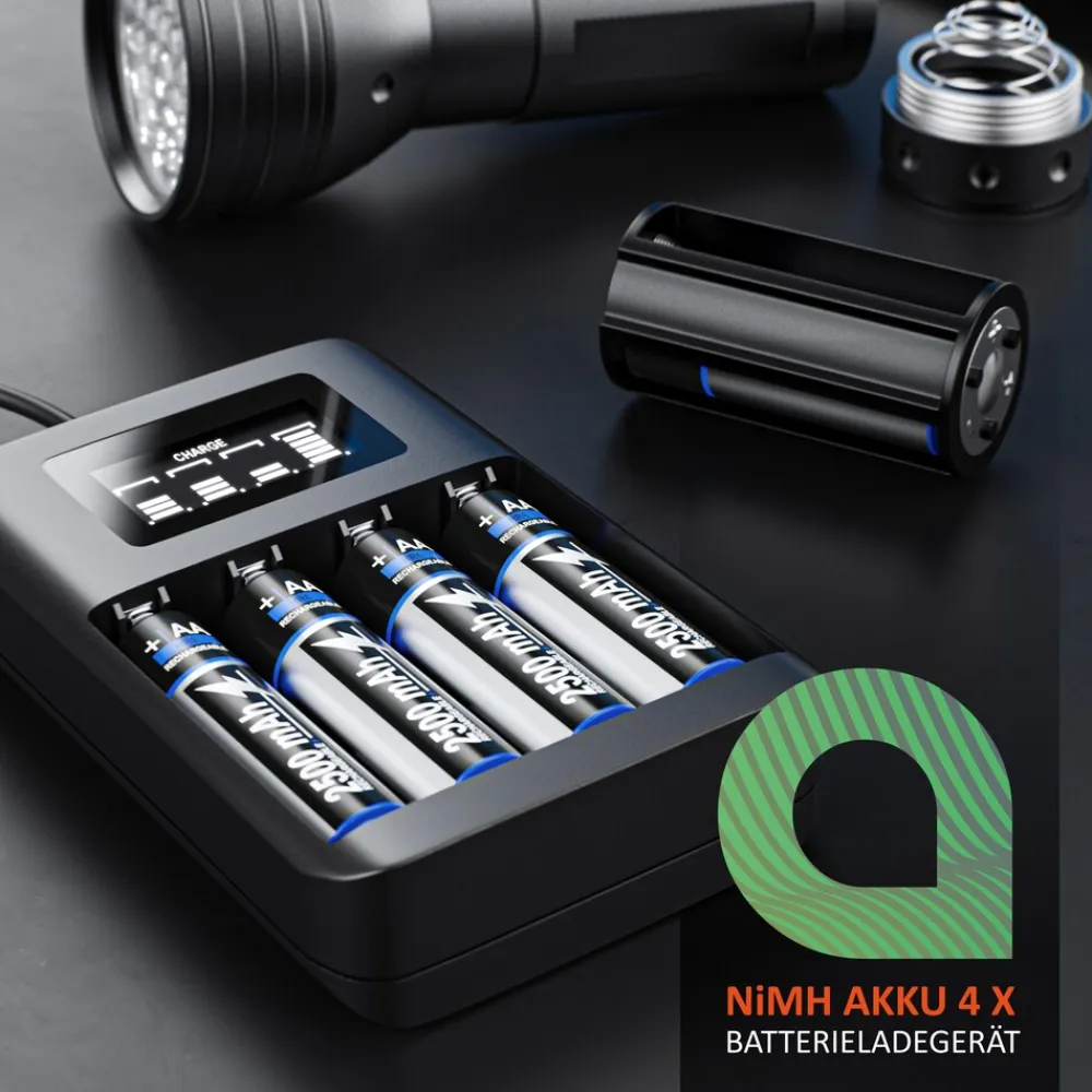 Batterie-Ladegerät 1800 mA, 4-Schacht USB Ni-MH Akku-Lader, Individuelle Ladeschachtüberwachung ^ Aplic Hot