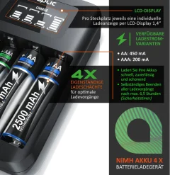 Batterie-Ladegerät 1800 mA, 4-Schacht USB Ni-MH Akku-Lader, Individuelle Ladeschachtüberwachung ^ Aplic Hot