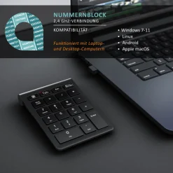 Bluetooth Numpad - Wireless Ziffernblock mit Multifunktionstasten - Keypad Aluminium - 35 Tasten - Bluetooth 3.0 - Kabellos ^ Aplic Best