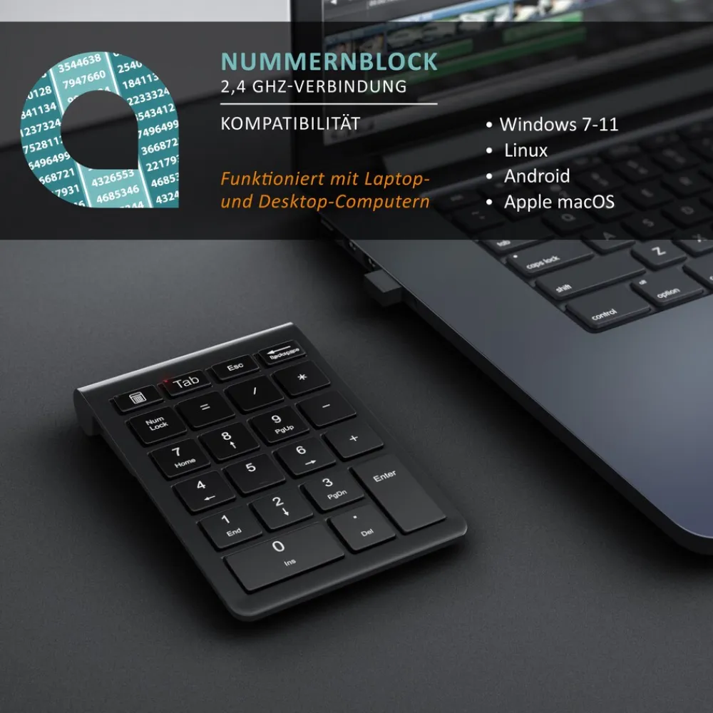 Bluetooth Numpad - Wireless Ziffernblock mit Multifunktionstasten - Keypad Aluminium - 35 Tasten - Bluetooth 3.0 - Kabellos ^ Aplic Best