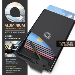 Aplic Karten Schutzhülle aus Aluminium für bis zu 6 Karten NFC / RFID Abschirmung Blocker Best