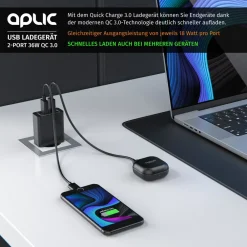 Aplic 2-Port Quick Charge USB Ladegerät 36 W / 6000 mA / Schnellladefunktion Outlet