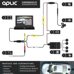 Aplic Rückfahrkamera, Einparkhilfe mit 4x Parksensoren, Kamera & 4,3" Monitor mit Nachtsicht Sale