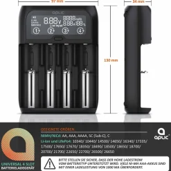 Universal Akku Ladegerät mit LCD Display für Li-ion, Ni-MH, Ni-Cd, LiFePo4 Akkus ^ Aplic Online
