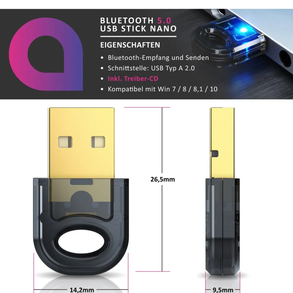 Aplic USB Bluetooth Stick 4.0 mit hoher Reichweite inklusive Treiber / Bluetooth Adapter Online