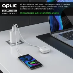 USB-Ladegerät 4800 mA, 2 Port Nezteil mit Smart Charge + Solid Charge, Leistungsstarke 24W ^ Aplic Sale
