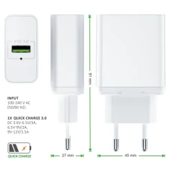 USB Ladegerät mit Schnellladefunktion - Netzteil mit Quick Charge 3.0 - Smart Charge Solid Charge Laden - für Handys, Smartphones, Tablets UVM. ^ Aplic Discount