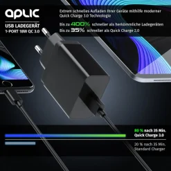2x USB-Ladegerät (3000 mA, 2-tlg., Quick Charge 3.0 USB-Ladegerät 1x USB A QC 3.0 Port / max. 3A über QC) ^ Aplic Clearance