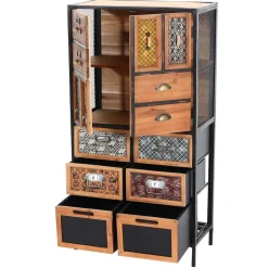 Apothekerkommode -L38, Schubladenschrank Kommode Regal Schubladen, Metall Tanne Holz, Vintage Shabby-Look 120x62x33cm ^ MCW Outlet