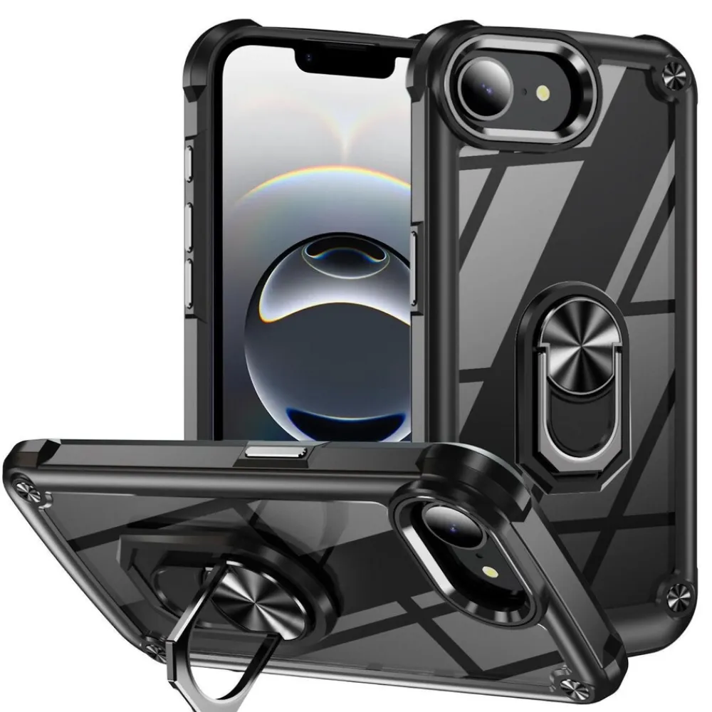 Apple iPhone 17e / 16e TPU + PC Hülle Linsenschutz Ringhalter Schwarz ^ Wigento Sale