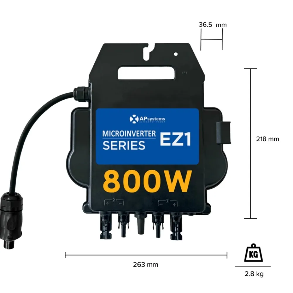 SUNNIVA AP Systems Mikro-Wechselrichter 800 W EZ1-M-EU für Balkonkraftwerk, IP67 wetterfest, Plug-&-Play Installation, 2 MPPT, Bluetooth & WIFI, Micro Inverter Discount