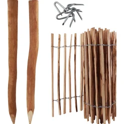 40 Holzpfosten für Staketenzaun 1,5m I Durchmesser 6-9cm I Zaunpfosten aus Haselnuss I Zaun-Pfahl ^ Aquagart