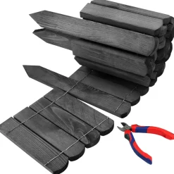 Holz Rollzaun Grau 10x200 cm Beeteinfassung für Beet-& Rasenabgrenzungen I Flexible Beetumrandung für Wege ^ Aquagart